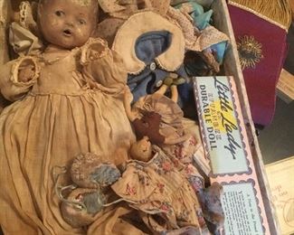 Antique Doll Trunk,Doll & Contents.