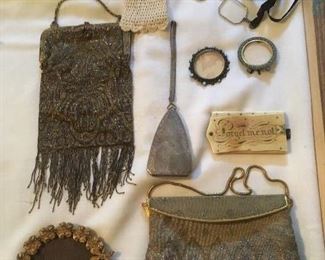 Antique Beaded Bags & Frames & Lorgnette Glasses.