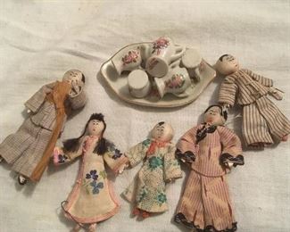 Antique Tiny Dolls & Dishes.