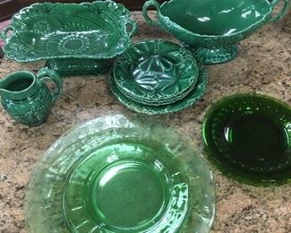 Antique Majolica & Depression ware.