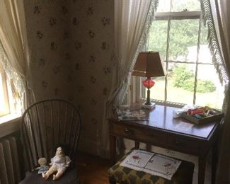 Antique Desk,Bench & Rocking Chair.