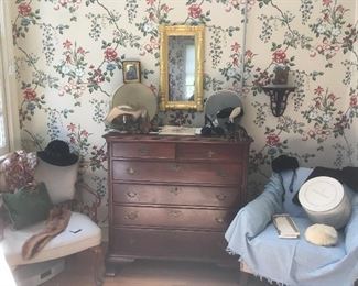 Antique Dresser,Chais,Vintage Hats , Hat Boxes ,Wigs,Fur pieces,Scarfs,etc...