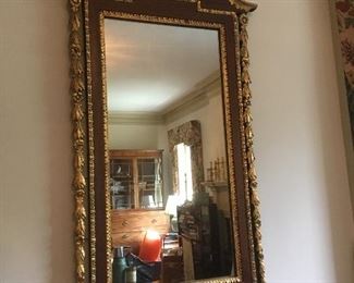 Antique Federal Style Gilt Mirror with Gooseneck Penement & Urn.