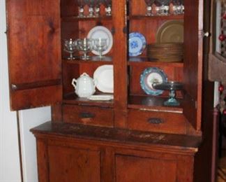 Antique Americana Stepback Cupboard Showing interior