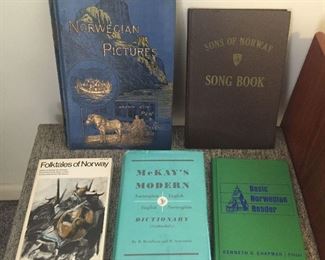 Books about Norway - incl. "Norwegian Pictures" by Richard Lovett, dated 1890 (top left)