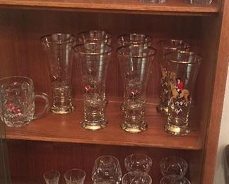 Stemware by Stuart & Webb Corbett (England), fox hunt theme pilsner glasses