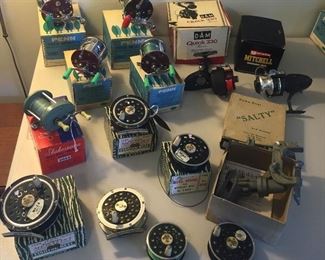 Fly fishing reels by Penn, Pflueger, Garcia & more, extra spools, rod holder