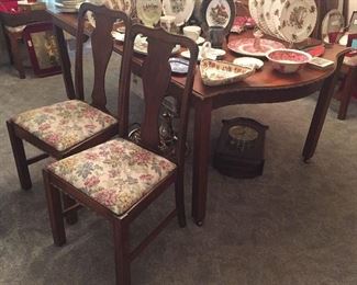 Vintage walnut dining table + 6 chairs (2 shown here) - table matches sideboard.