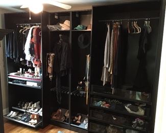 IKEA PAX Wardrobe System with jewelry drawer, shoe drawer, hanging clothes and additional storage drawers & cubbies