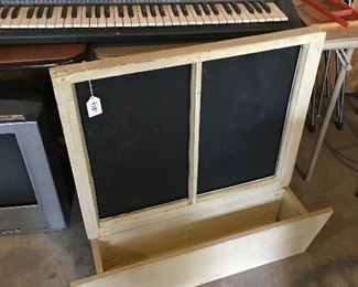 Microwave; Casio Keyboard; Flower box with Chalkboard Windowpanes