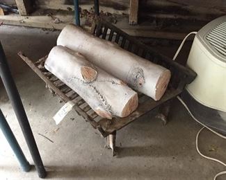 Vintage Fire Grate with Cement/Plaster Logs