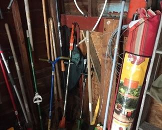 Garden and other Outdoor Hand Tools; Electric Weed Wackers; Patio Table Umbrella; Ladders