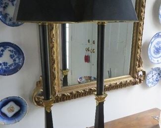 BLACK & GOLD BUFFET LAMPS WITH METAL SHADES
