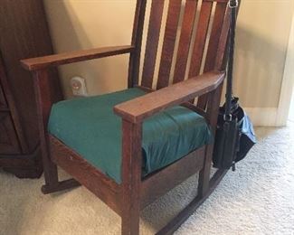 One of three mission style chairs