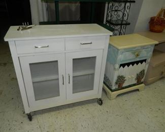 Rolling kitchen cart, painted side table