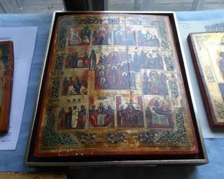 This one is called the "Feasts" This is one of the auction company's favorites. Not that it is the most attractive, but because it portrays Christ from birth to the ascension into Heaven.