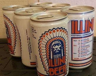 Complete, Unopened Illini Six pack of Beer with the 1983 football schedule which led them to the Rose Bowl. Vintage Pull Tab and Plastic holder ring.