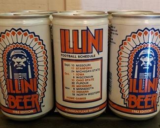 Complete, Unopened Illini Six pack of Beer with the 1983 football schedule which led them to the Rose Bowl. Vintage Pull Tab and Plastic holder ring.