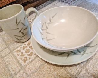 World Market Dinnerware, Green Leaves on Ivory Stone Ware