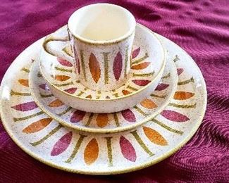 Red Wing Dinnerware and Accessories Pepe Pattern- Vintage '62-'63 Green, orange, & pink, 70 Piece Set