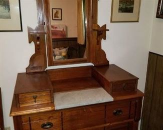 Marble top dresser with mirror 
