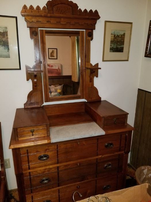 Marble top dresser with mirror 