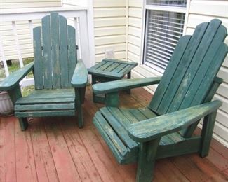 PAIR OF CHAIRS AND MATCHING SIDE TABLE