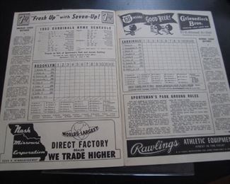 1952 ST. LOUIS CARDINAL PROGRAM IN MINT CONDITION