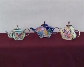 Kelvin Cheng Enameled miniature tea pots