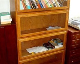 Barrister's  bookcase with leaded glass top section.