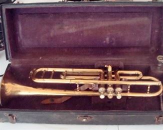 Antique Marceau trumpet & case.