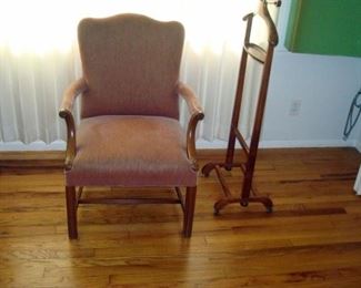 Vintage 1940's arm chair & clothes butler.