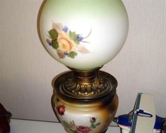 Victorian Gone with the Wind lamp with original base and shade. Electrified.