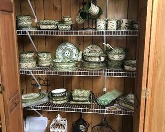 Temp-Tations Dinnerware by Tara "Old World " Green Large Candle Holders and Luminara Battery Candles