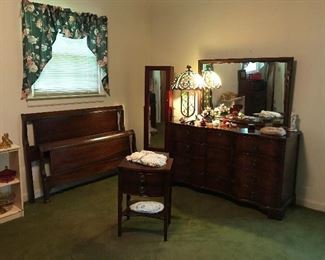 Kent Coffey Mahogany Bedroom Suite. Mirror Jewelry armoire.