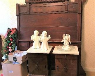 East Lake Headboard. Marble top bedside tables.