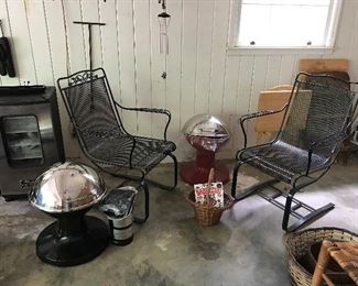 Metal Outdoor chairs. New patio grills.