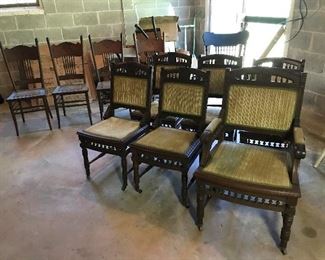 East Lake chairs. Older Oak chairs, rocking chair