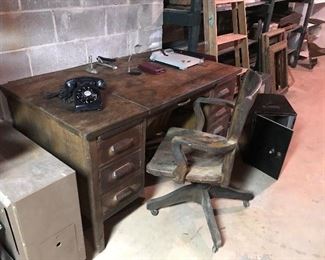 Old Vintage Solid Wood Desk