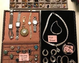 Sterling Silver Rings, 950 Sterling items. Earrings