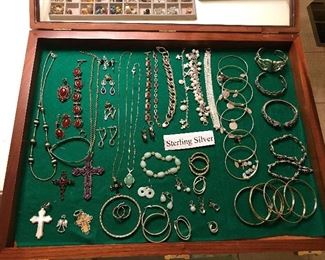 Sterling Silver Bracelets, Necklaces, Earrings, Religious crosses.