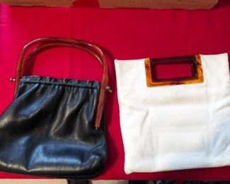 BAKELITE AND LEATHER PURSES,WHITE PURSE SOLD.