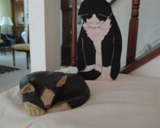                                         TWO WOODEN CATS