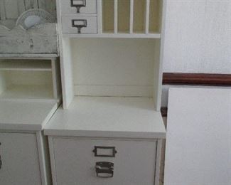  FILE CABINET WITH COUNTER TOP AND A STORAGE PIECE