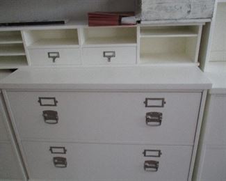 FILE CABINET W/ COUNTER TOP AND A STORAGE PIECE