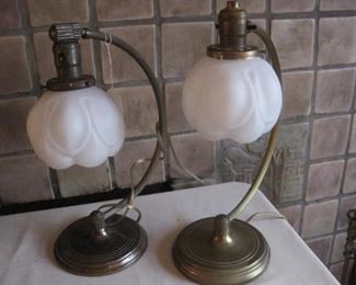 Desk Lamps with "Artichoke" Shades.