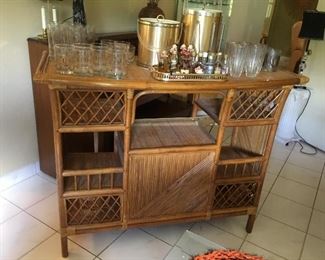 Fabulous Mid Century Rattan Free Standing Wet Bar