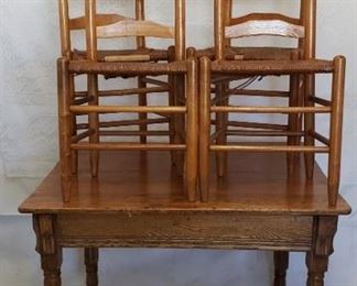 Antique Rattan Oak Chairs
