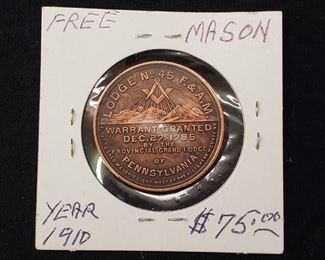 1910 Free Mason Coin
