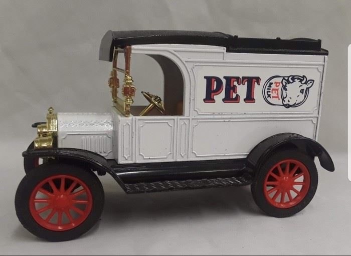PET Die Cast Milk Delivery Truck Bank
